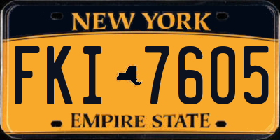 NY license plate FKI7605
