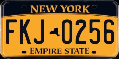 NY license plate FKJ0256