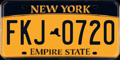 NY license plate FKJ0720