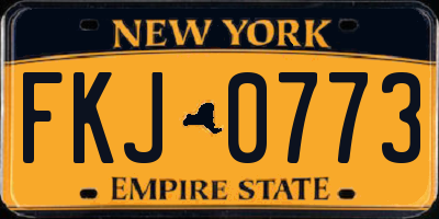 NY license plate FKJ0773