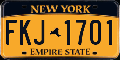 NY license plate FKJ1701
