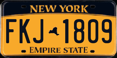 NY license plate FKJ1809