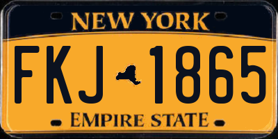 NY license plate FKJ1865
