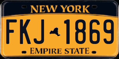 NY license plate FKJ1869