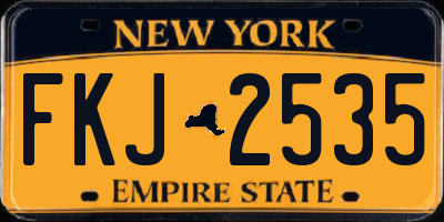 NY license plate FKJ2535