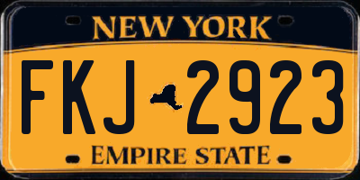 NY license plate FKJ2923