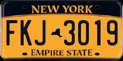 NY license plate FKJ3019