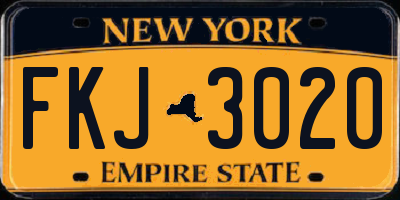 NY license plate FKJ3020