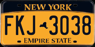 NY license plate FKJ3038