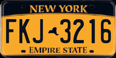 NY license plate FKJ3216
