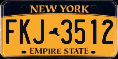 NY license plate FKJ3512
