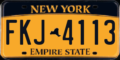 NY license plate FKJ4113