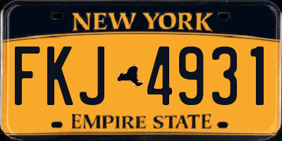 NY license plate FKJ4931