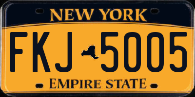 NY license plate FKJ5005