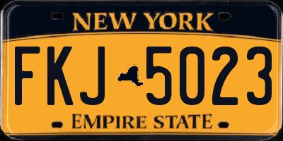NY license plate FKJ5023