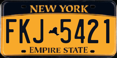 NY license plate FKJ5421