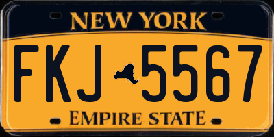 NY license plate FKJ5567