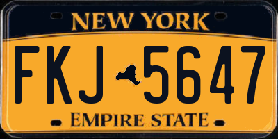 NY license plate FKJ5647