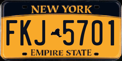 NY license plate FKJ5701