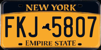 NY license plate FKJ5807