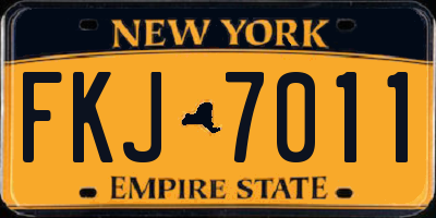 NY license plate FKJ7011