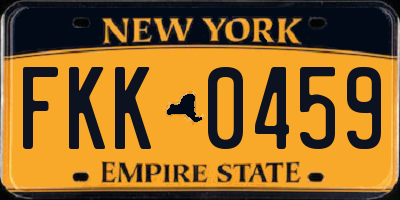 NY license plate FKK0459