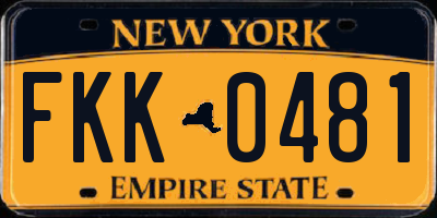 NY license plate FKK0481