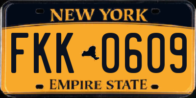 NY license plate FKK0609
