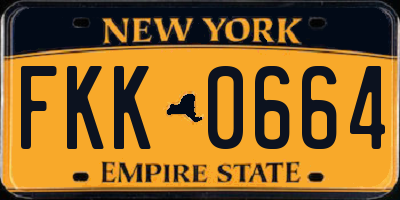 NY license plate FKK0664