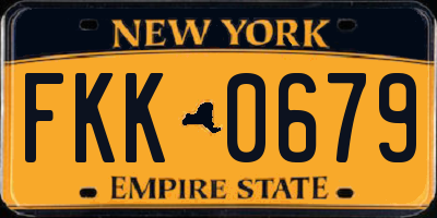 NY license plate FKK0679