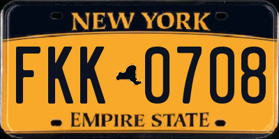 NY license plate FKK0708