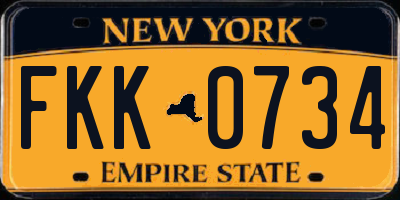 NY license plate FKK0734