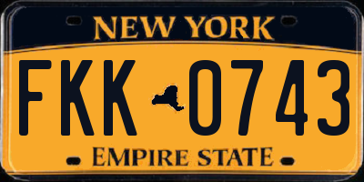 NY license plate FKK0743