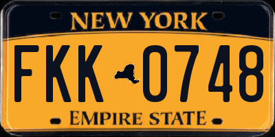 NY license plate FKK0748