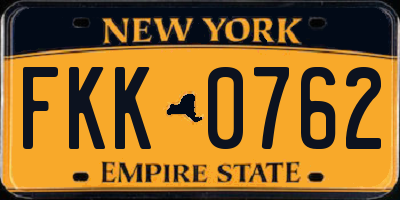 NY license plate FKK0762