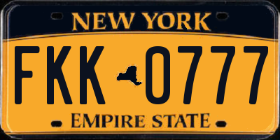 NY license plate FKK0777