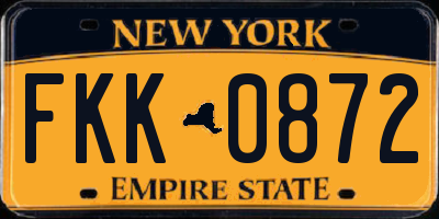 NY license plate FKK0872