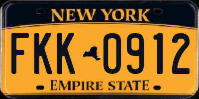 NY license plate FKK0912