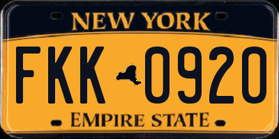 NY license plate FKK0920
