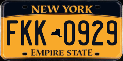 NY license plate FKK0929