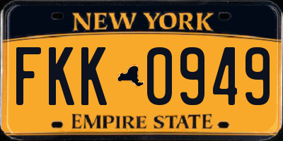 NY license plate FKK0949