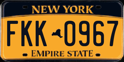 NY license plate FKK0967