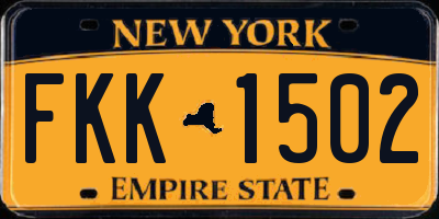 NY license plate FKK1502