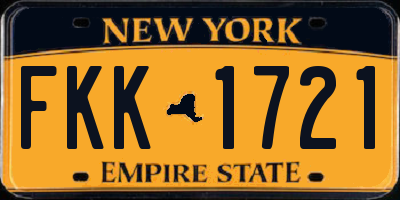NY license plate FKK1721