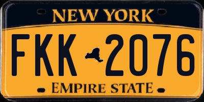 NY license plate FKK2076