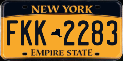 NY license plate FKK2283