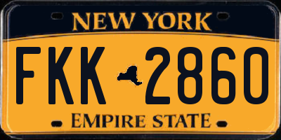 NY license plate FKK2860