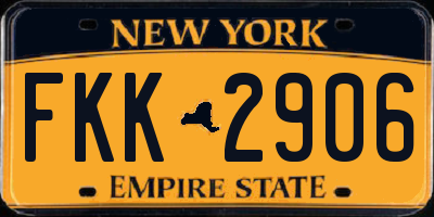 NY license plate FKK2906