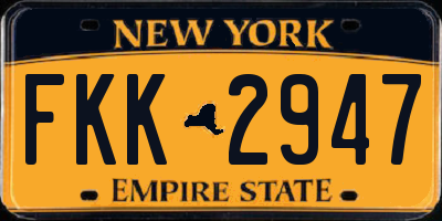 NY license plate FKK2947