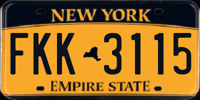 NY license plate FKK3115